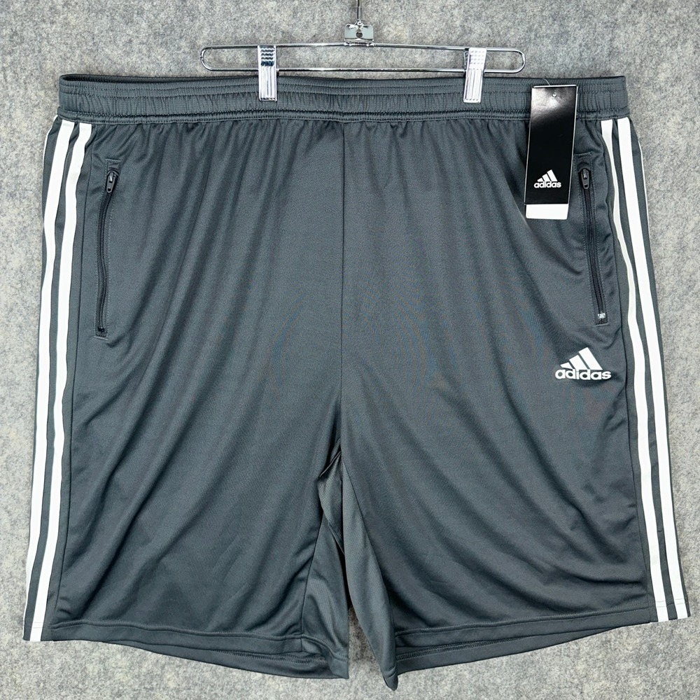 Adidas Shorts Mens 3XLT Gray Aeroready H20844 Athletic Training Striped Gym